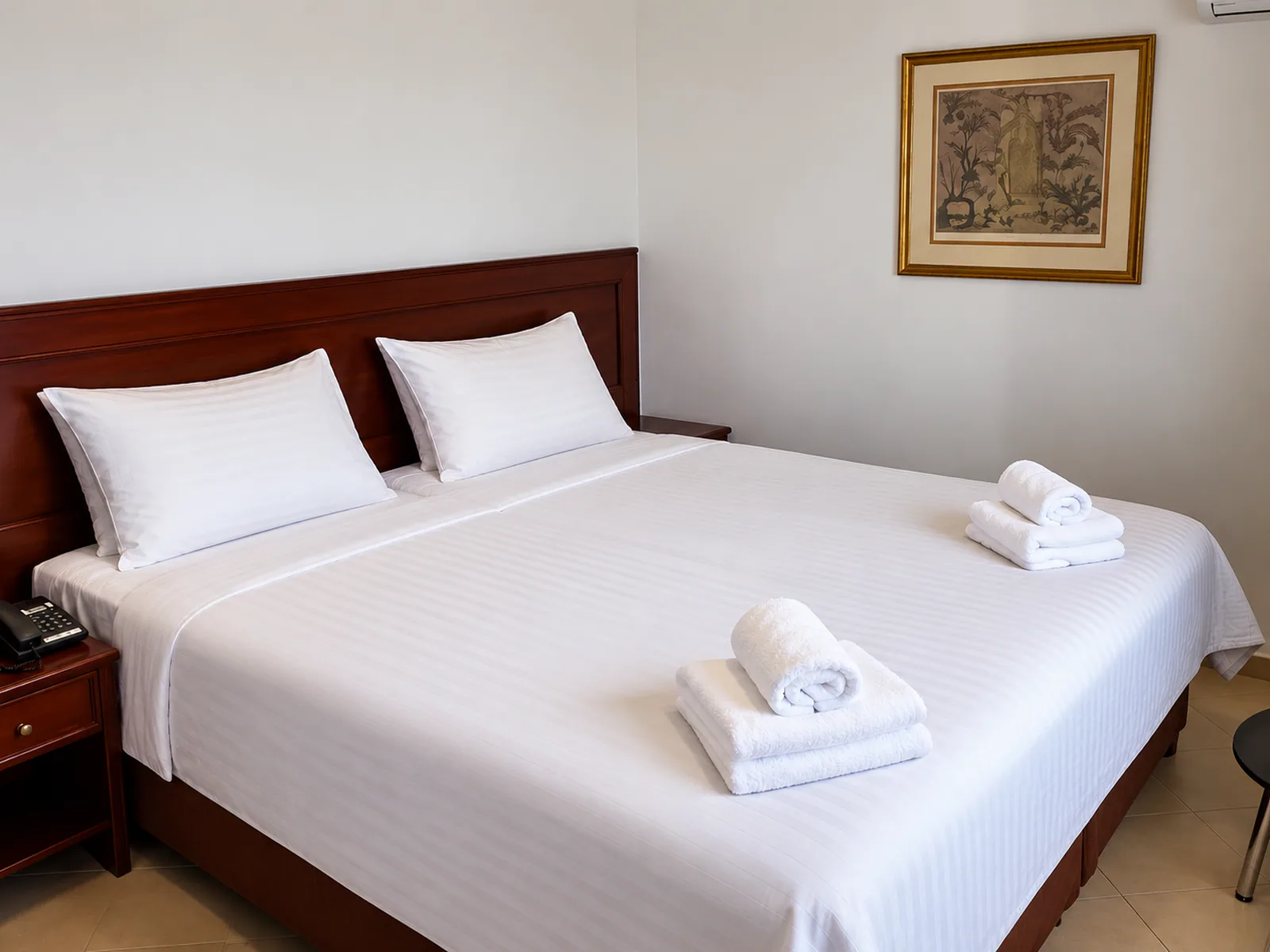 Soba sa bračnim krevetom i belom posteljinom · Hotel Achillion, Lutraki
